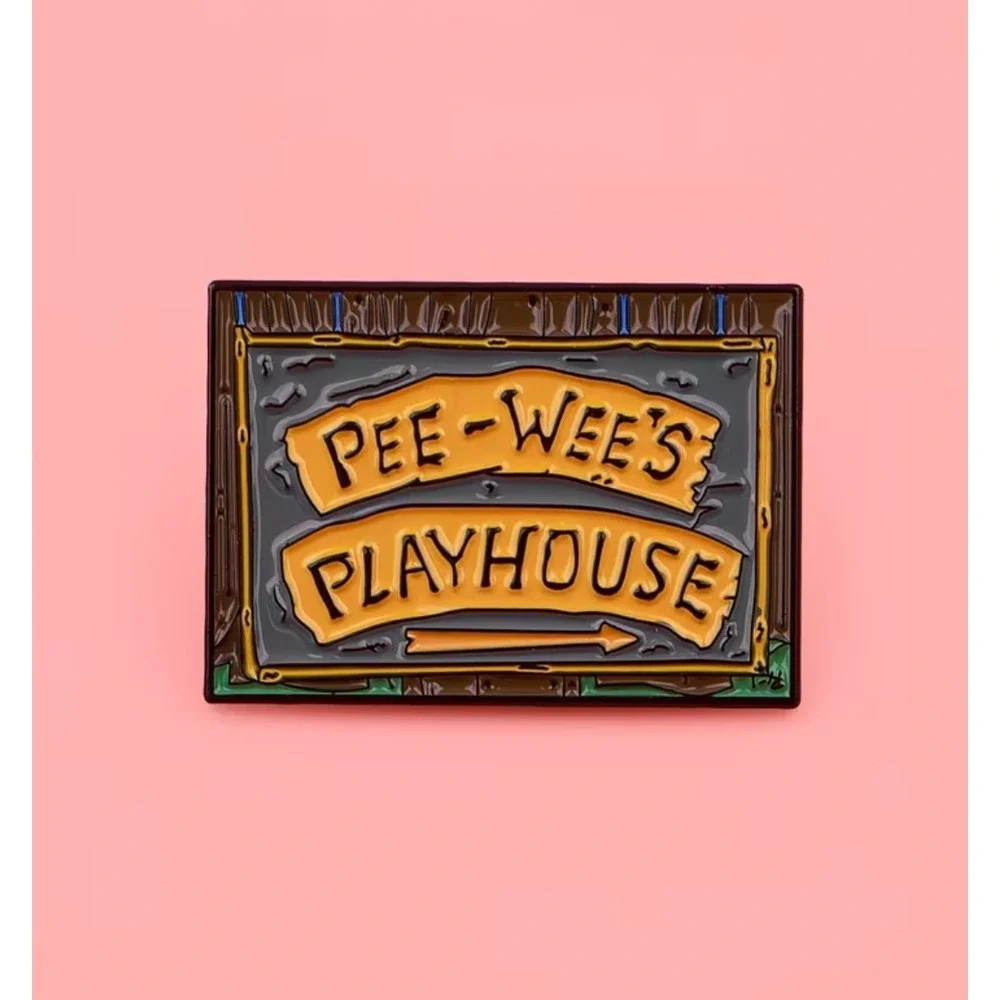 Pee-wee's Playhouse Enamel Pin Retro 80s TV Show Orange Black - Picture 4 of 5